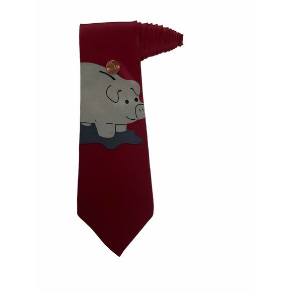 Vicky Davis A Penny Saved Vintage Novelty 100% Silk Necktie - Picture 1 of 7